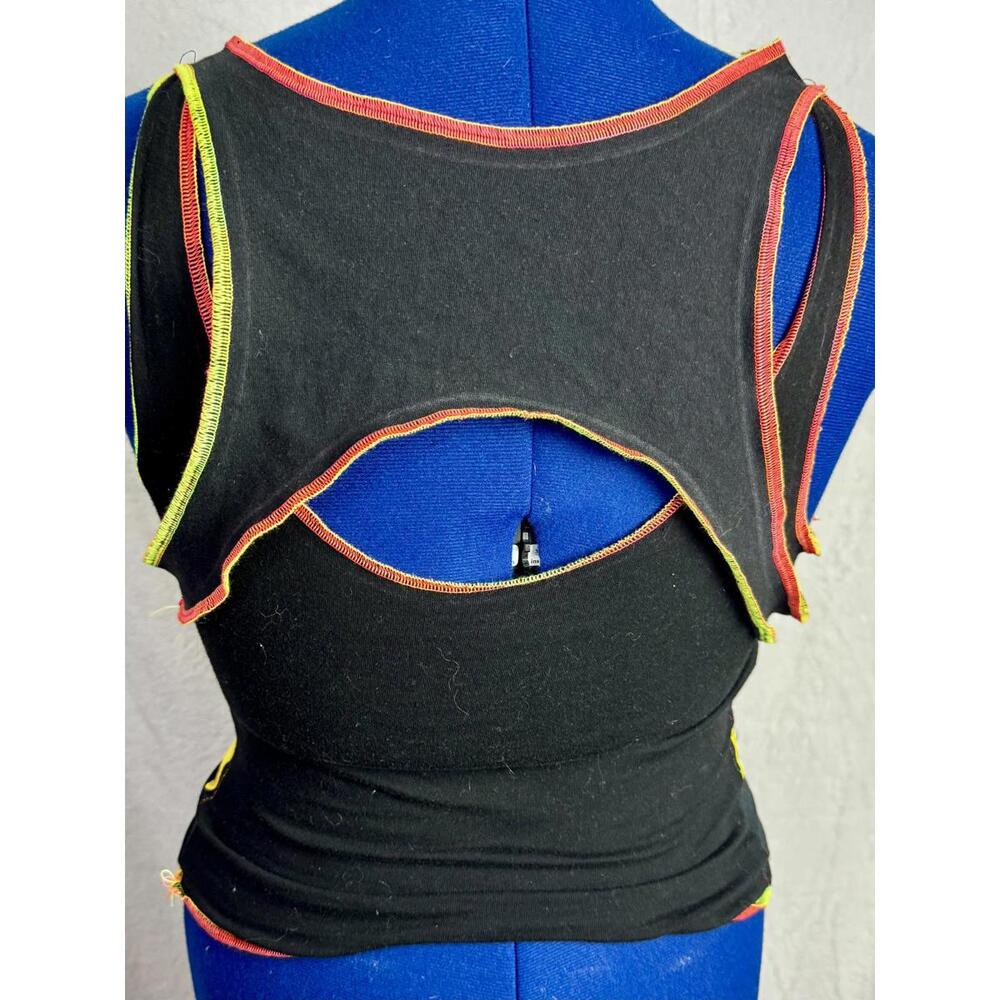 empyre sunflower cut out tank upcycled franken stitched crop top‎ bright yellow - Picture 3 of 4